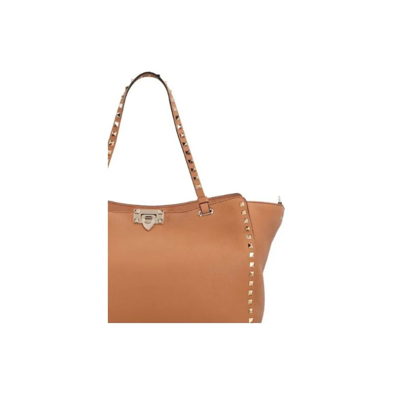 Valentino GARAVANI ROCKSTUD Calfskin One Shoulder Handbag Medium Size Women's Orange-2