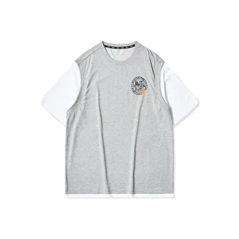 QIAODAN T Shirt Men's Gray Heather Gray/Jordan White