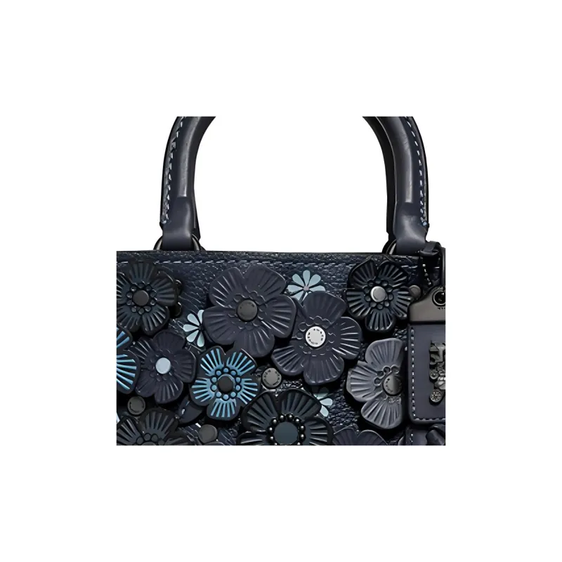 COACH Rogue Cow Leather, Leather One Shoulder Crossbody Bag, Crossbody Handbag, Handbag Medium Size Women's Navy Blue-1