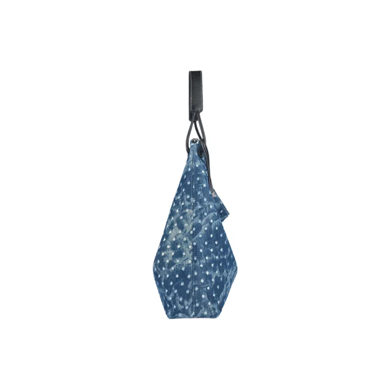 SANSONT Stars Pattern Washed Denim Tote Bag, Shoulder Bag Regular Women's Denim Blue-1