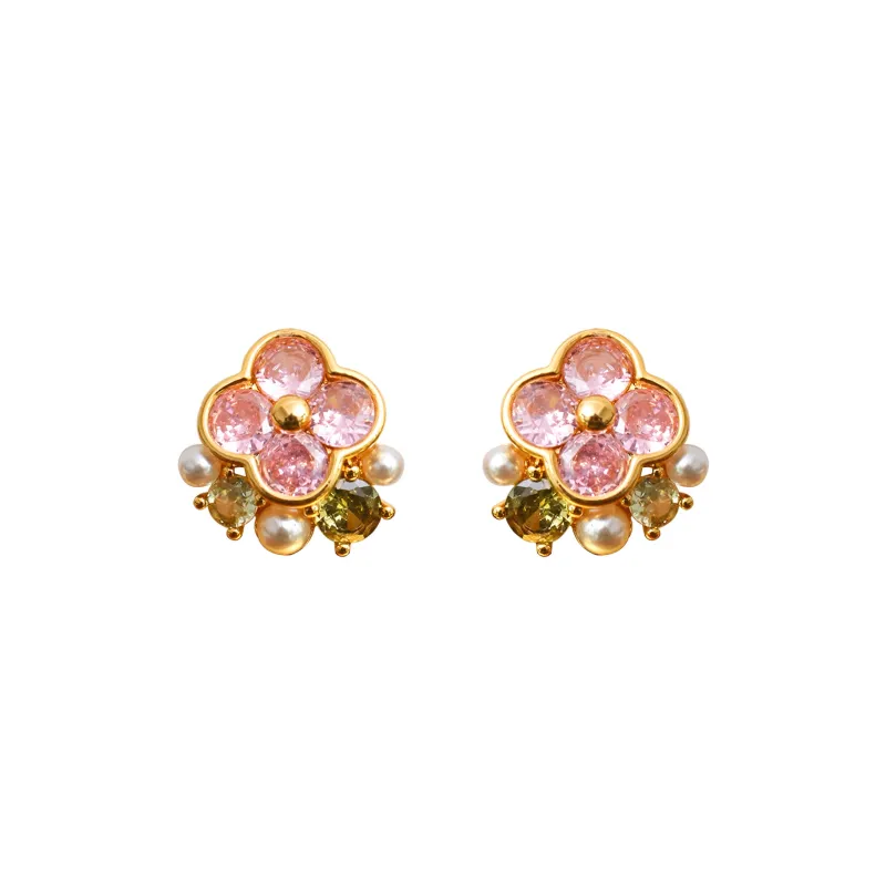 Vegetarian S925 Silver Stud Earrings Women's-0