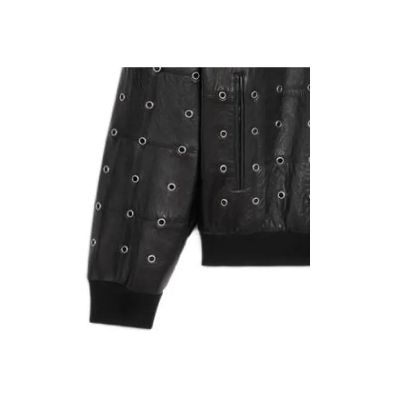 CELINE Pre Owned CELINE Leather Eyelet Cut Out Jacket From The Closet Of Pusha T-4
