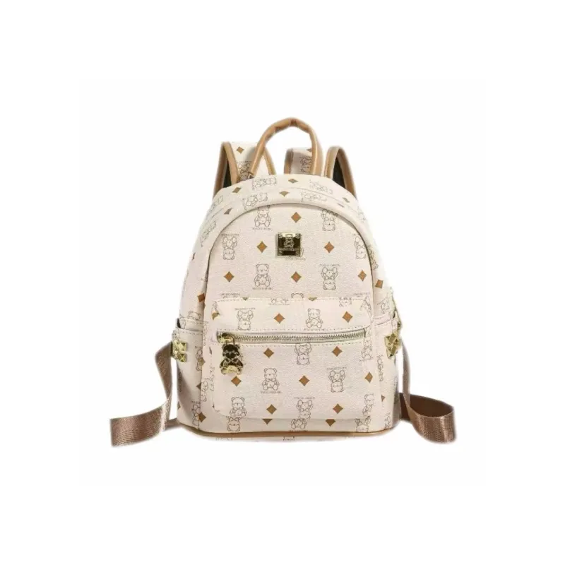 Versman PU Backpack Small Size Women's Black/Ecru/Pink/Brown-13