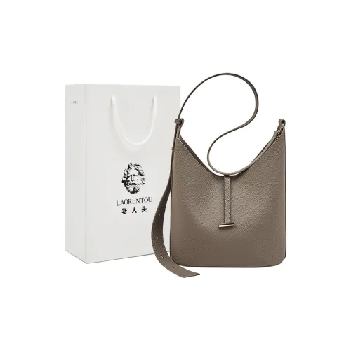 Old Man's Head Top Grain Cow Leather Crossbody Bag Women's Gray