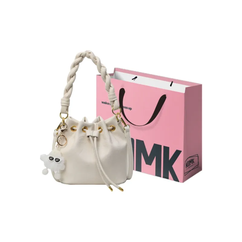 NOMK PU Bucket Bag, Underarm Bag, Shoulder Bag, Handbag Regular Women's Black/Ecru-8