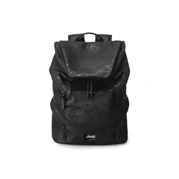 Jeep PU Good Looking High School University Student Backpack Basketball Bag Unisex Black Diamond Pattern