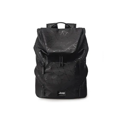 Jeep PU Good Looking High School University Student Backpack Basketball Bag Unisex Black Diamond Pattern