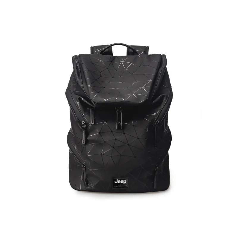 Jeep PU Good Looking High School University Student Backpack Basketball Bag Unisex Diamond Pattern Black-0