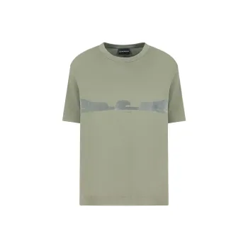 EMPORIO ARMANI Asv Jersey T shirt With Contoured Eagle Flocked Print