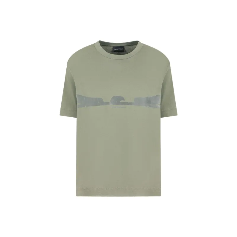 EMPORIO ARMANI Asv Jersey T shirt With Contoured Eagle Flocked Print-0