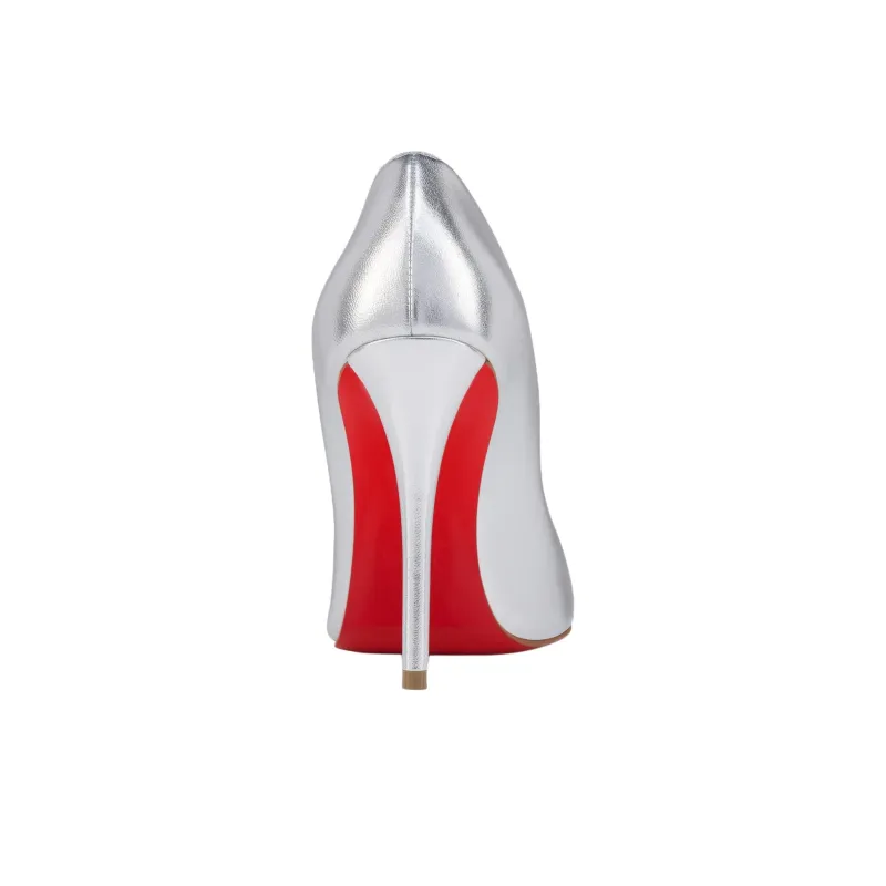 Christian Louboutin Miss Z 100mm Pump Silver Laminated Nappa Leather Women's-3