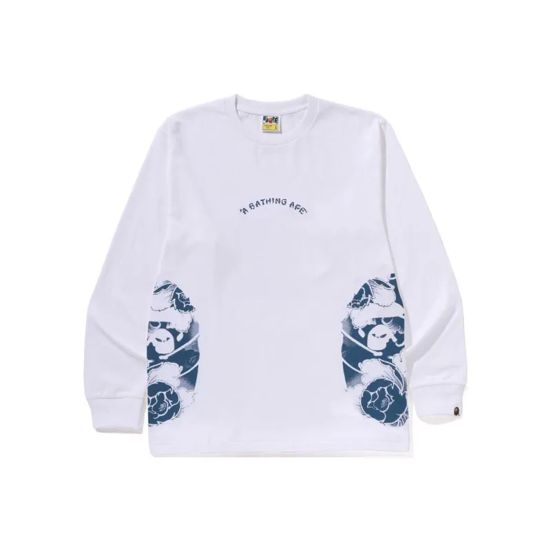 Bape A BATHING APE Japanese Tattoo Side Big Ape Head Long Sleeve Tee-2