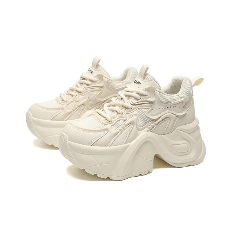 ZHR Date Rice Cakes Abrasion Resistant Breathable Low Top Chunky Sneakers Women's-1