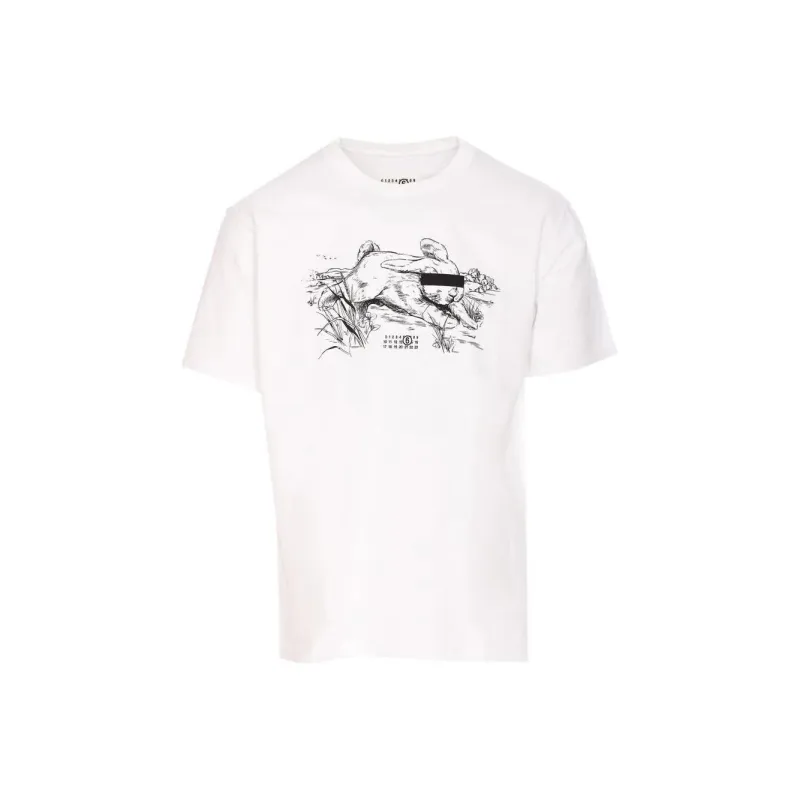 MM6 Maison Margiela Illustration Printed Crew Neck T Shirt-0
