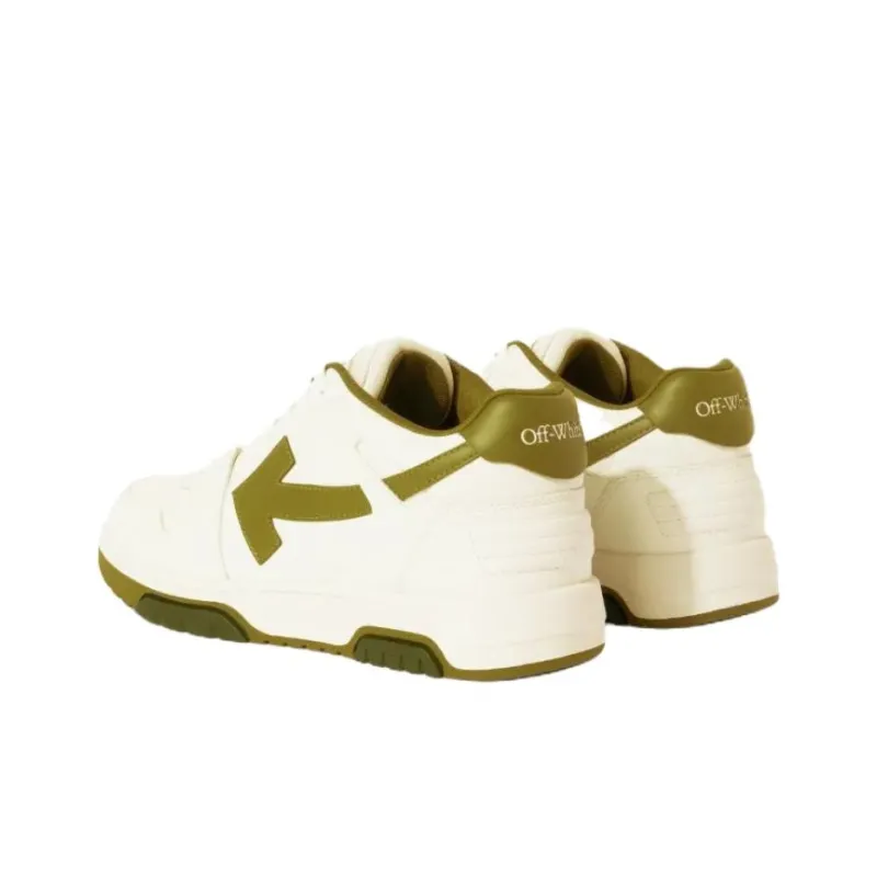 OFF WHITE Out Of Office 'OOO' Low Tops White Olive Green-2