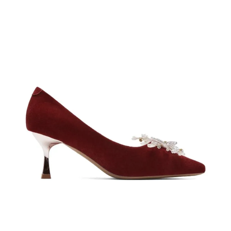 DAPHNE Wedding Shoes Collection Slim Heel High Heels 6cm Women's Red-2