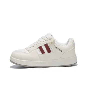 Little Red Man Puffy Shoes Anti Slip And Wear Resistant Height Increasing Low Top Skateboard Shoes Women's Beige Red
