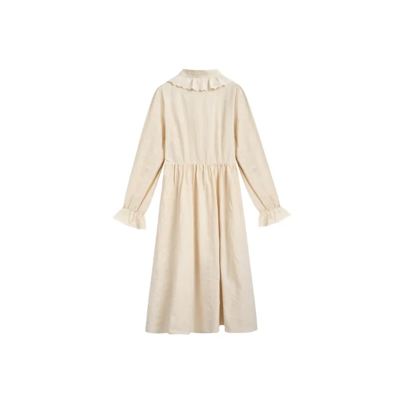 ZIHAN Long-Sleeved Dresses Women's Beige Gold-1
