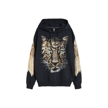 TCH Extremely Charismatic And Highly Realistic Leopard Print Couple's Sweatshirt With Hood Unisex