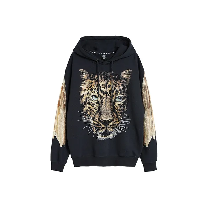 TCH Extremely Charismatic And Highly Realistic Leopard Print Couple's Sweatshirt With Hood Unisex-0