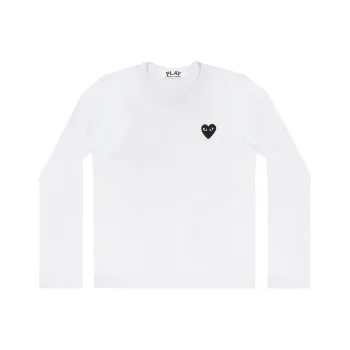 Comme Des Garcons Play Embroidered Black Heart Long Sleeve T shirt