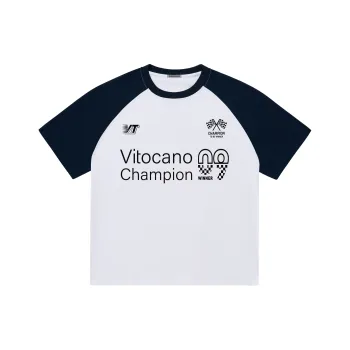 Vitocano T Shirt Unisex White & Navy Blue