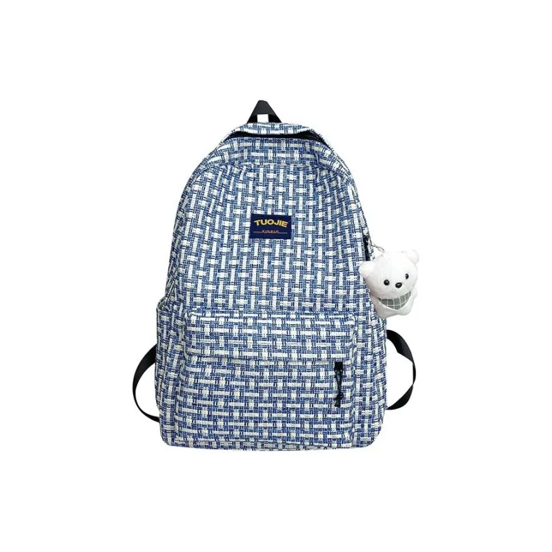 URBAN FOREST Nylon Backpack Unisex Ecru/Red/Dark Brown/Blue-11