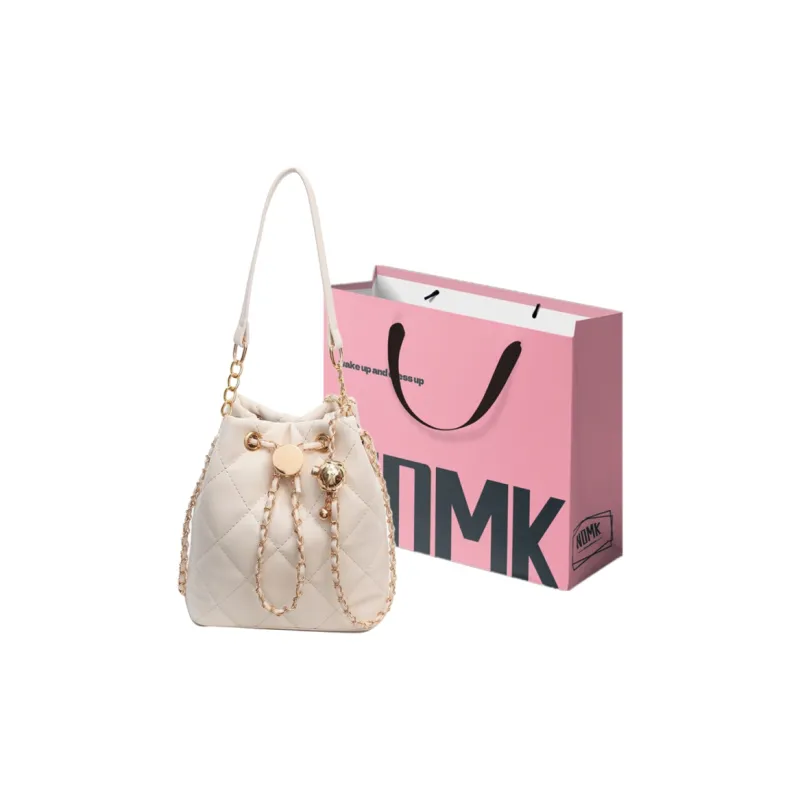 NOMK PU Bucket Bag, Underarm Bag, Shoulder Bag, Handbag Regular Women's Black/Ecru-22
