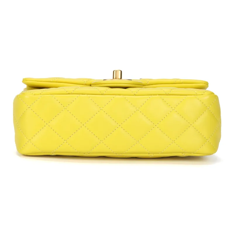 CHANEL Classic Flap CF Sheepskin Flap Bag, Shoulder Bag, Crossbody Bag Women's Yellow-3