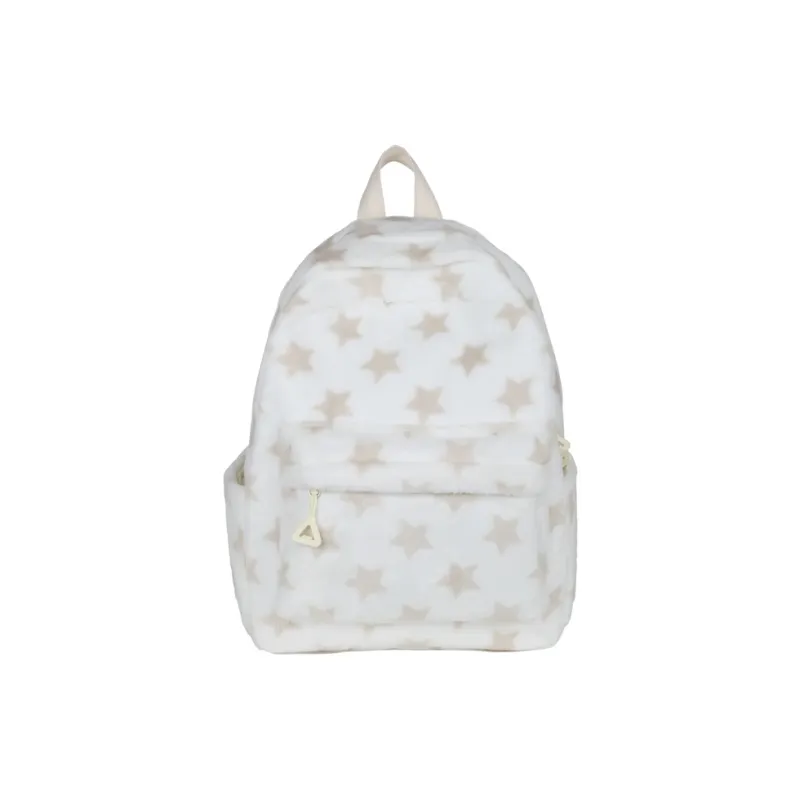 BUBM Plush Backpack Unisex Blue/Coffee/Gray-6