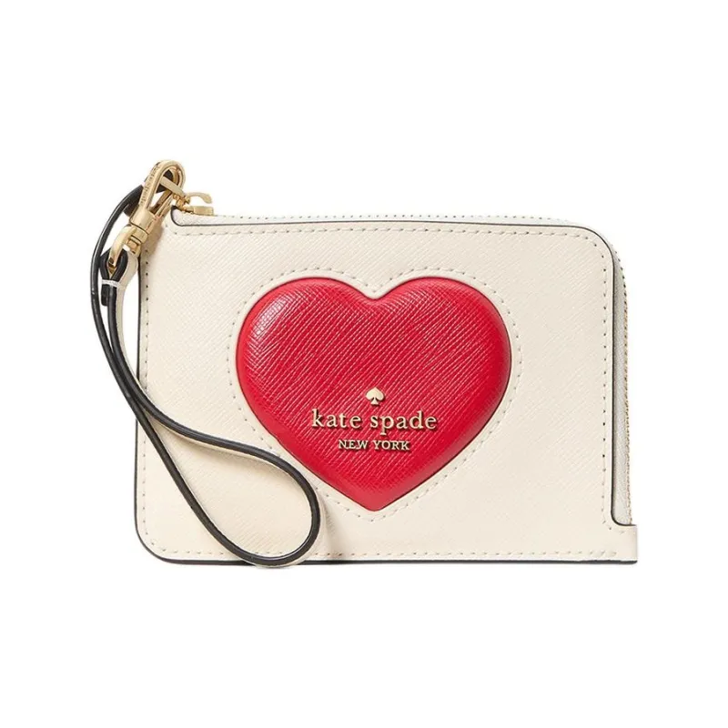 Kate Spade Cow Split Leather Wallet Coin Purse Women's White & Multicolor-0