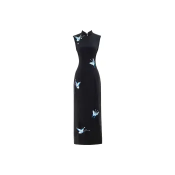 KUNZHUDAXIANG Fashion Sleeveless Dress Women's Classic Black