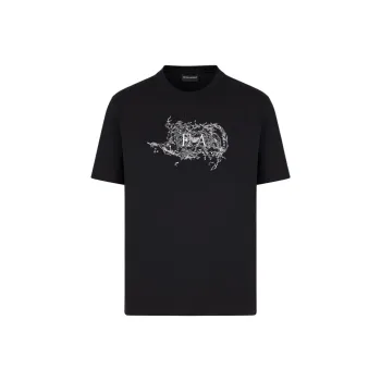 EMPORIO ARMANI Asv Jersey T shirt With Logo Embroidery And Breaking Waves