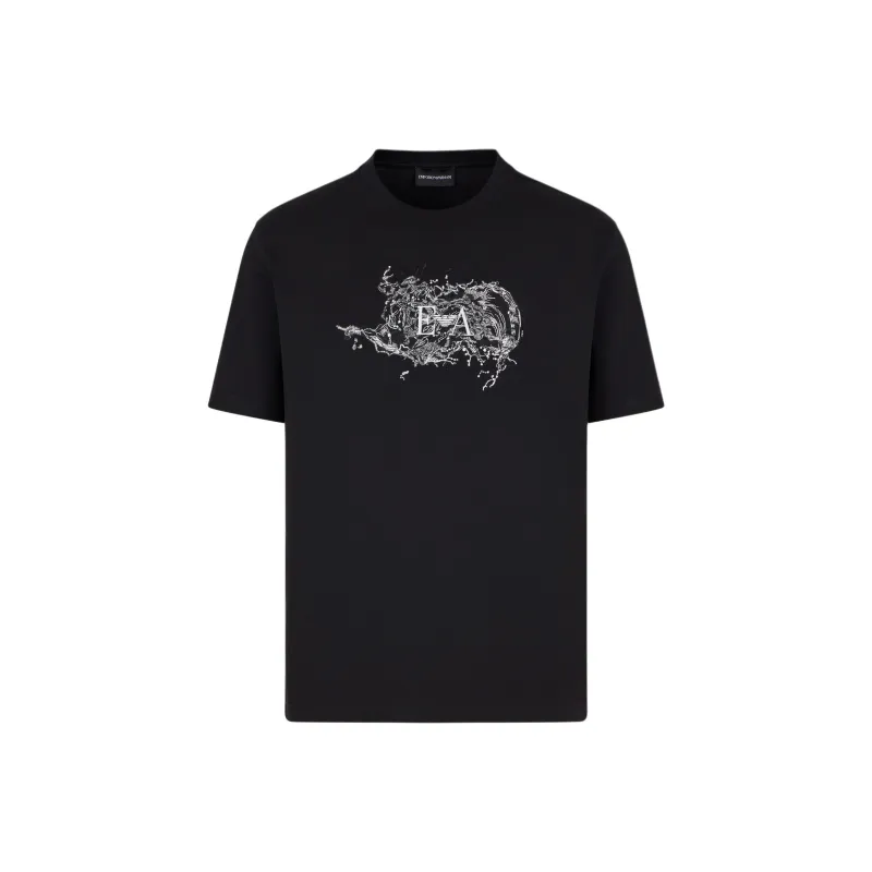 EMPORIO ARMANI Asv Jersey T shirt With Logo Embroidery And Breaking Waves-0
