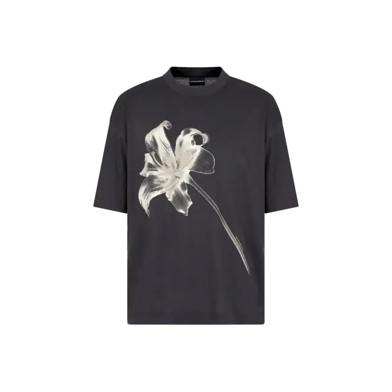 EMPORIO ARMANI Asv Lyocell Blend Jersey Oversized T shirt With Lily Print-0