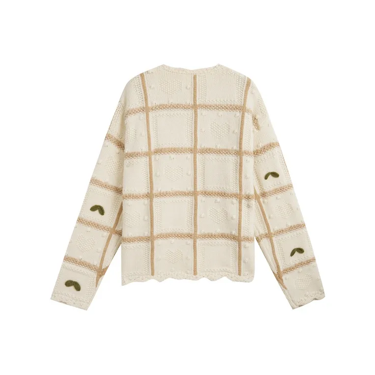 ZIHAN Knitwear Women's Beige Base With Embroidery-1