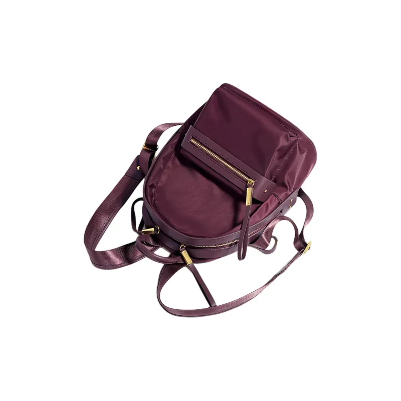 H YXIANG Cow Leather With Nylon Backpack Regular Women's Burgundy/Black-4