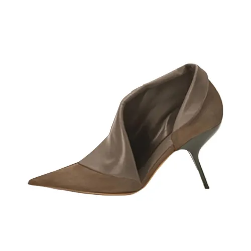 FERRAGAMO Eva Irregular Heel High Heels 8.5cm Women's Coffee
