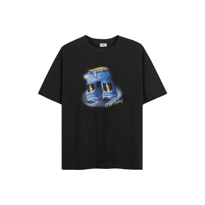 CHINISM T Shirt Unisex Washed Black-0