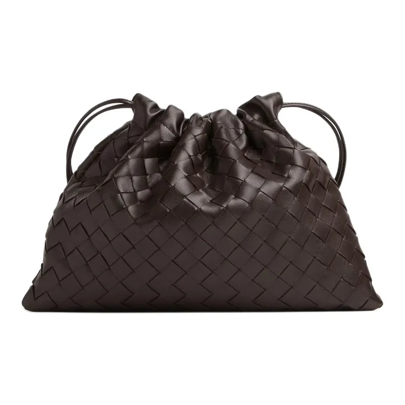 Bottega Veneta Cow Leather Clutch Medium Size Women's Chocolate Brown-0