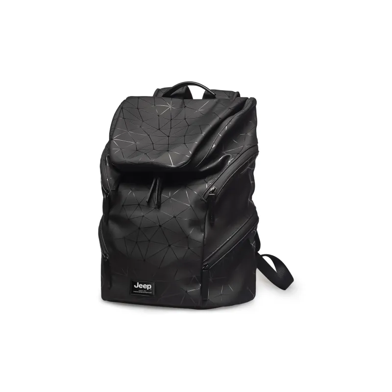 Jeep PU Good Looking High School University Student Backpack Basketball Bag Unisex Diamond Pattern Black-1