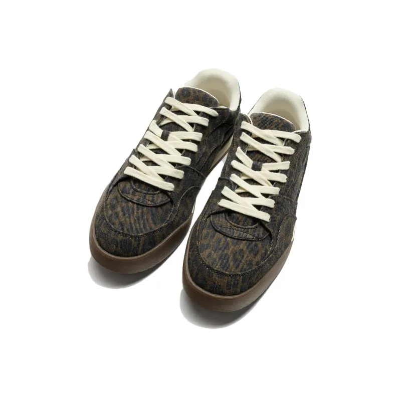 ZARA Low Top Skateboard Shoes Men's Leopard Brown-1