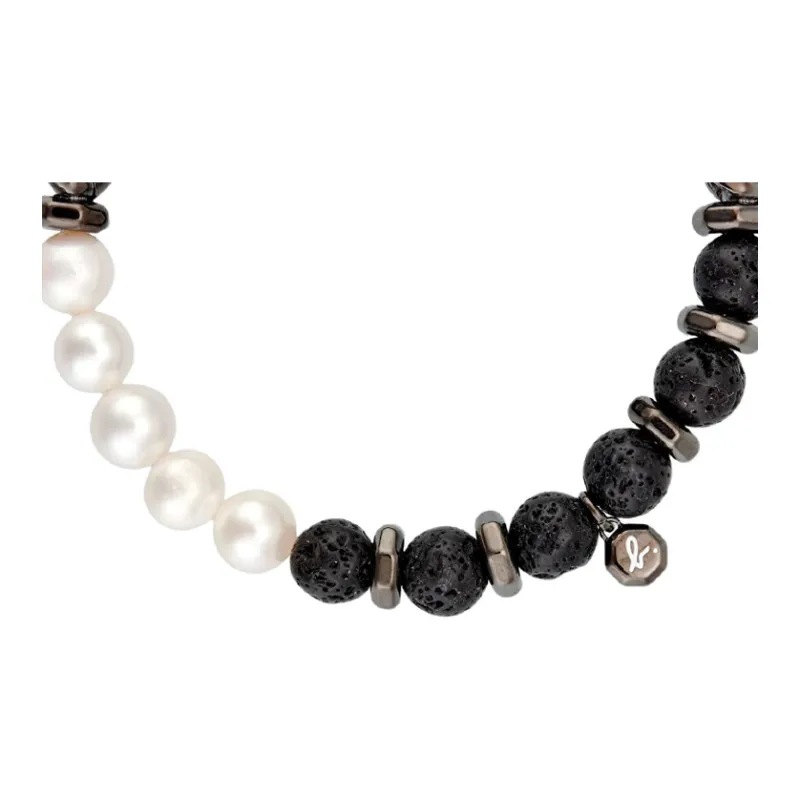Agnes B. Steel Pearl Bracelets Men's Black-2