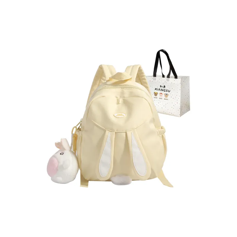 XIANGSU Nylon Fabric Backpack Regular Unisex White/Pink/Yellow/Blue/Black-10