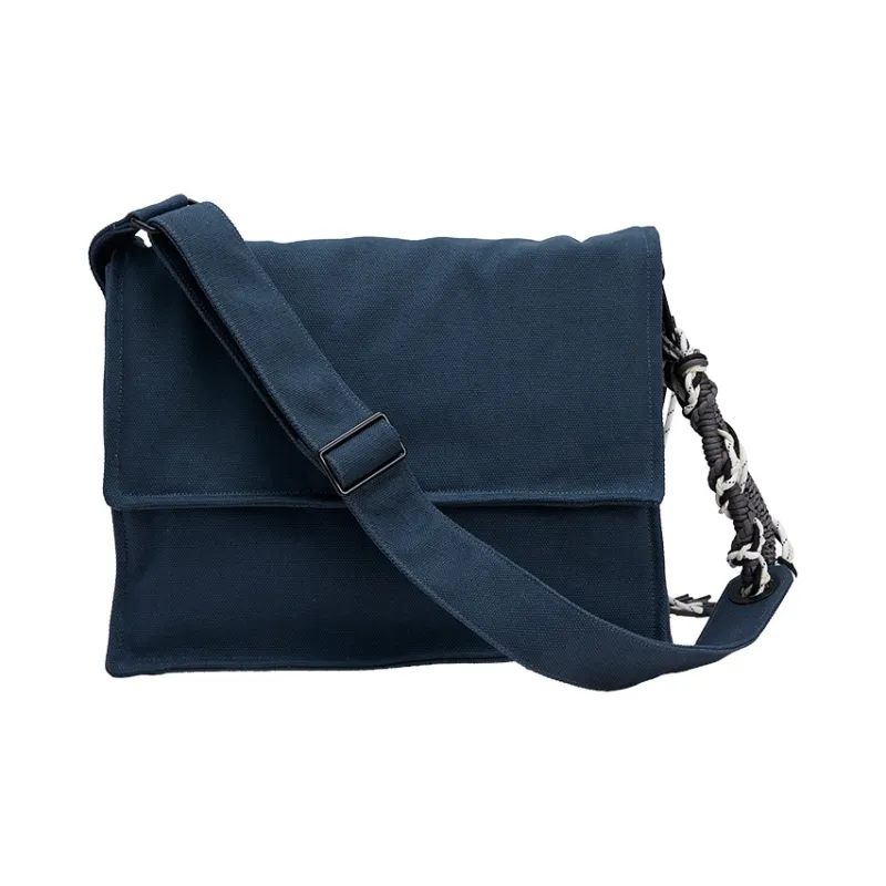 URBAN REVIVO Fabric Crossbody Bag Regular Men's Coffee Brown/Royal Blue-5