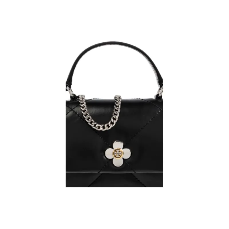 TORY BURCH Kira Clover Diamond Quilt Micro Top Handle Chain Wallet Black-4