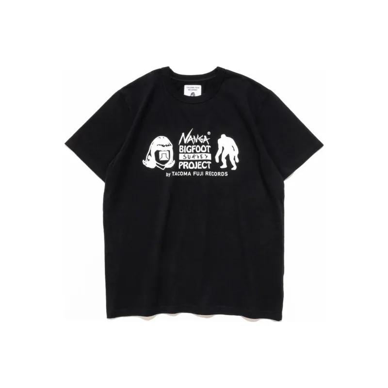 NANGA TACOMA FUJI RECORDS Collaboration BIGFOOT SURVEY PROJECT LOGO T Shirt Unisex Black-0