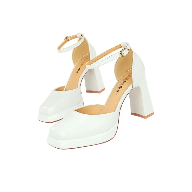 QITUMAUL Chunky Heel High Heels 11cm Women's-8