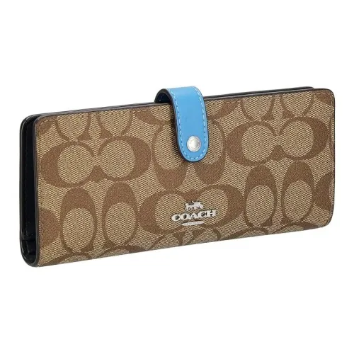 COACH PVC Wallet Small Size Women's Brown & Blue