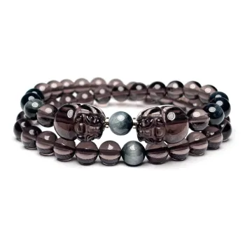 MOUNTAINS AND MANS Obsidian New Chinese Style Stackable Good Luck Beaded Bracelet Unisex